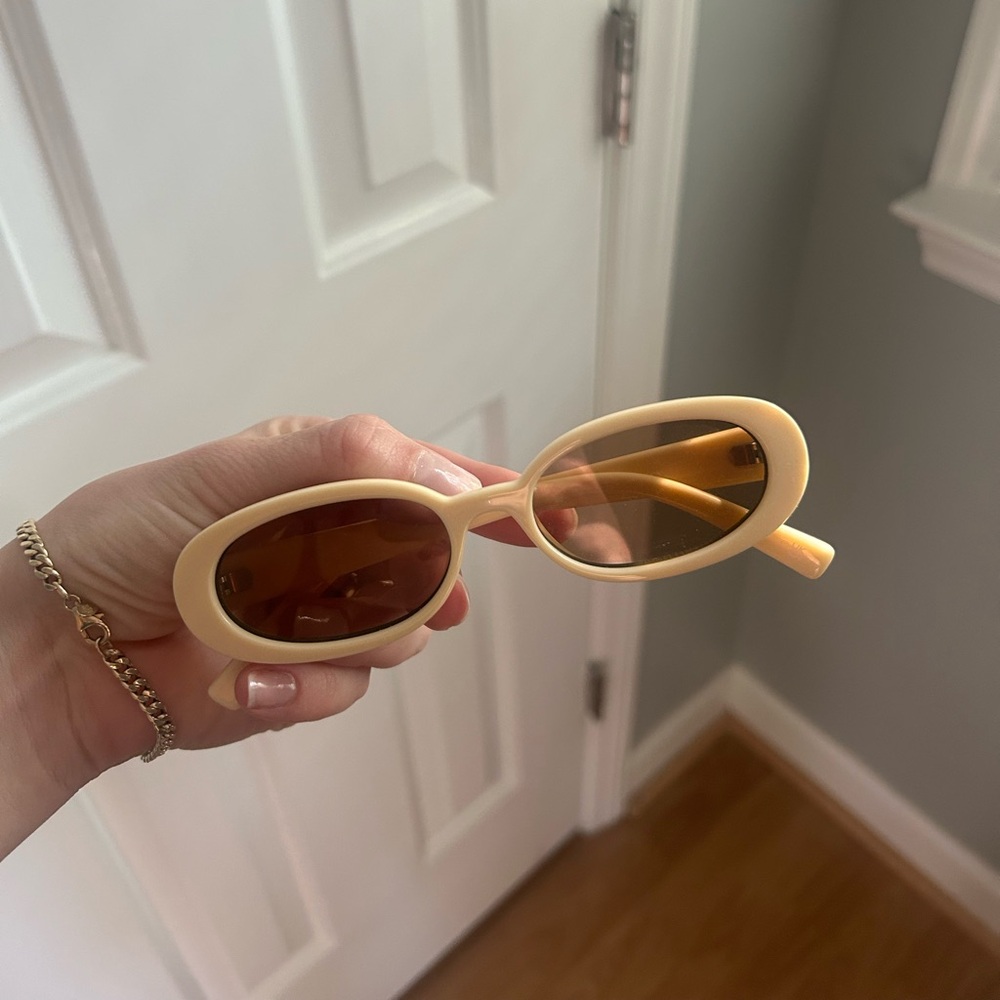 Le Specs Outta Love - Ecru Oval Sunglasses